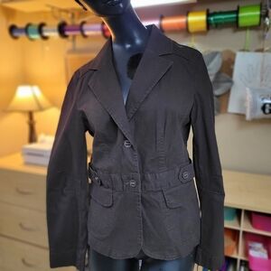 Denver Hayes Vintage textured striped dark brown blazer size M